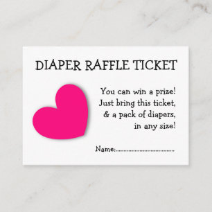 Cartão De Informações Fralda Raffle Ticket Cute Heart for Baby Girl