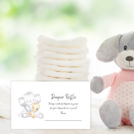 Cartão De Informações Fralda Raffle Ticket Modern Baby Elephant