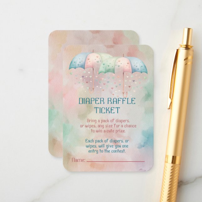 Cartão De Informações Fralda Raffle Ticket Twins Boy and Girl Chá (Frente/Verso In Situ)