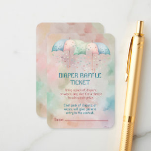 Cartão De Informações Fralda Raffle Ticket Twins Boy and Girl Chá