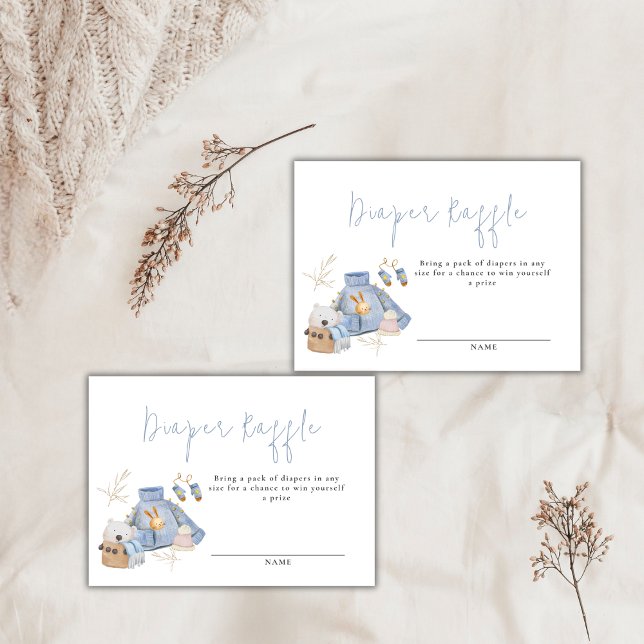 Cartão De Informações Fralda Raffle Ticket Winter Toys Chá de fraldas (Diaper Raffle Ticket Winter Toys Girl Baby Shower Enclosure Card)