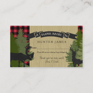 Cartão De Informações Fralda Raffle Ticket Woodland Deer Antler Baby Boy