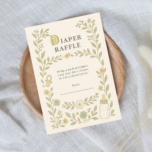 Cartão De Informações Fralda Raffle Vintage Storey Chá de fraldas