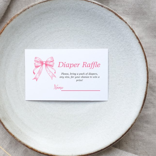 Cartão De Informações Fralda Retro Arco Rosa Coquette (Criador carregado)