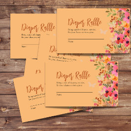 Cartão De Informações Fralda rifle aquarela cor pêssego cor rosa floraçã