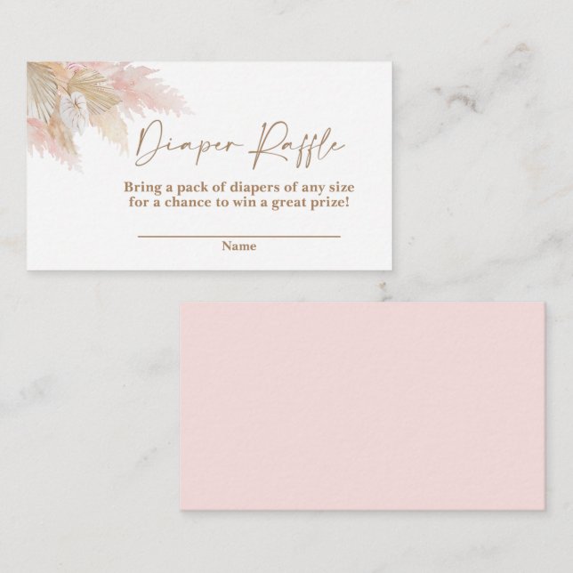 Cartão De Informações Fralda rosa-palha Raffle (Frente/Verso)