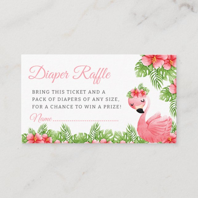 Cartão De Informações Fralda rosa-rosa Tropical Raffle (Frente)