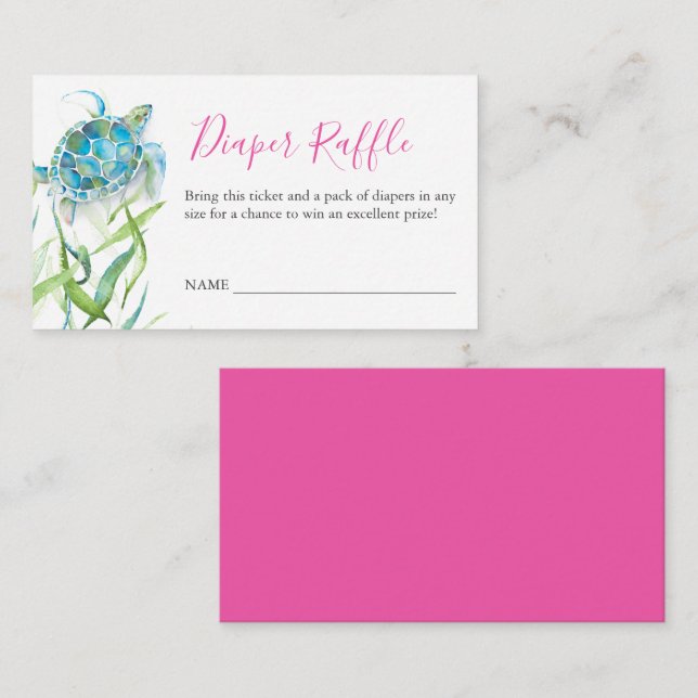 Cartão De Informações Fralda Rosa-Tartaruga-do-mar Raffle Invasão (Frente/Verso)