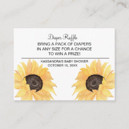Cartão De Informações Fralda Rústica de Chá de fraldas de Girassol