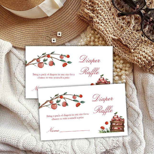 Cartão De Informações Fralda Rústica de Ladybug Apple Chá de fraldas Raf (Rustic Ladybug Apple Diaper Raffle Baby Shower Enclosure Card)