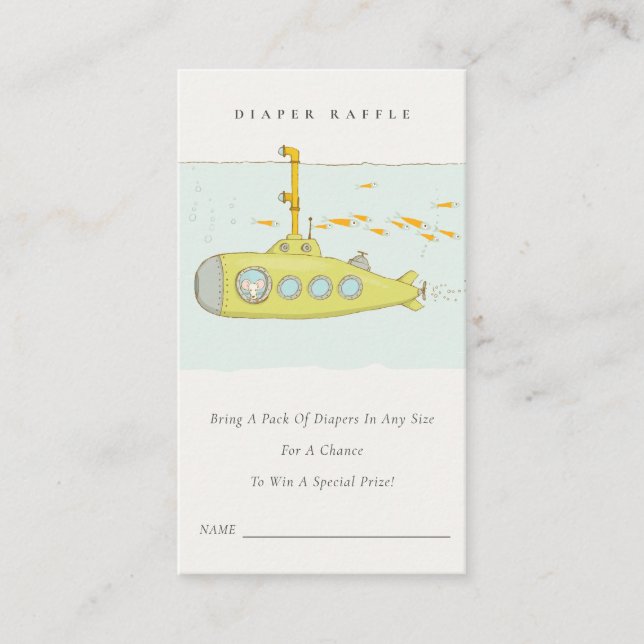 Cartão De Informações Fralda submarina Chá de fraldas Raffle (Frente)