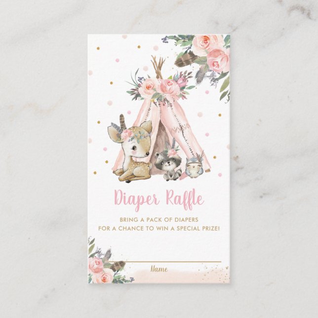 Cartão De Informações Fralda Tribal Chá Raffle (Frente)