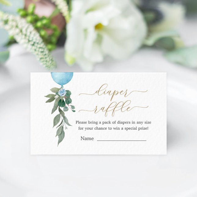 Cartão De Informações Fralda Verde Balão Chá de fraldas Raffle (Criador carregado)