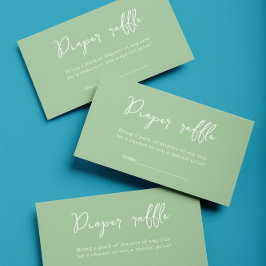 Cartão De Informações Fralda Verde Elegante Chá de fraldas Raffle