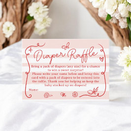 Cartão De Informações Fralda Vermelhos, Chá de fraldas de Raffle Lemons,