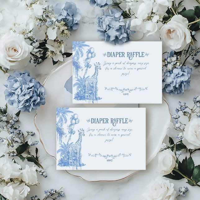 Cartão De Informações Fraldas para Baby Shower de Animal Safari Azul (Criador carregado)