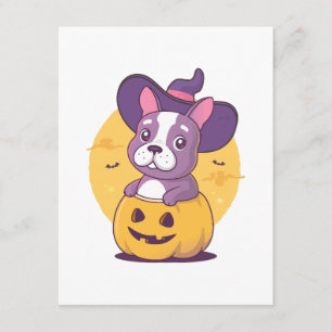 Cartão De Informações Frenchie Halloween