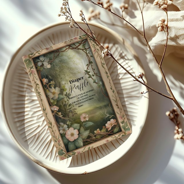 Cartão De Informações Frente Floral Mágica Raffle Diapper (Criador carregado)