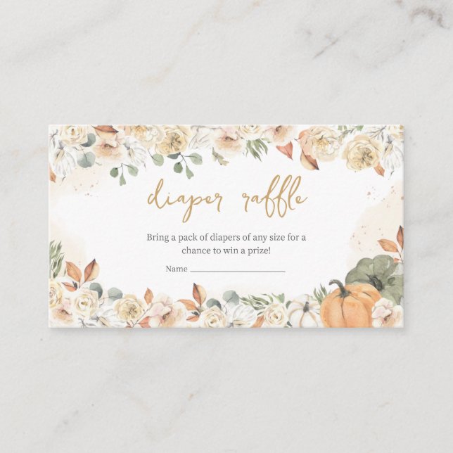 Cartão De Informações Frente verde Chá de fraldas de abóbora Raffle (Frente)