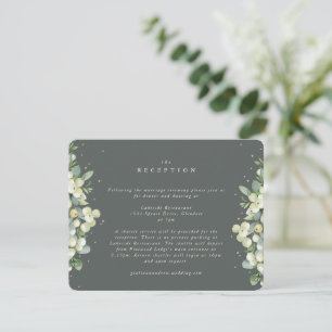 Cartão De Informações Frente Verde de Neve+Eucalyptus Recepção de casame