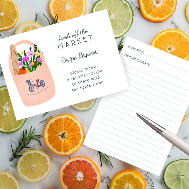 Cartão De Informações FRESH OFF THE MARKET Bridal Shower Recipe Request (FRESH OFF THE MARKET Bridal Shower Recipe Request Enclosure Card
)