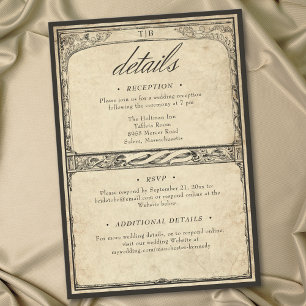 Cartão De Informações Fronteira Medieval Gótica Vintage Casamento Pergam