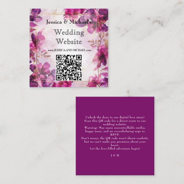 Cartão De Informações Fuchsia Enchantation: Watercolor (Frente/Verso)