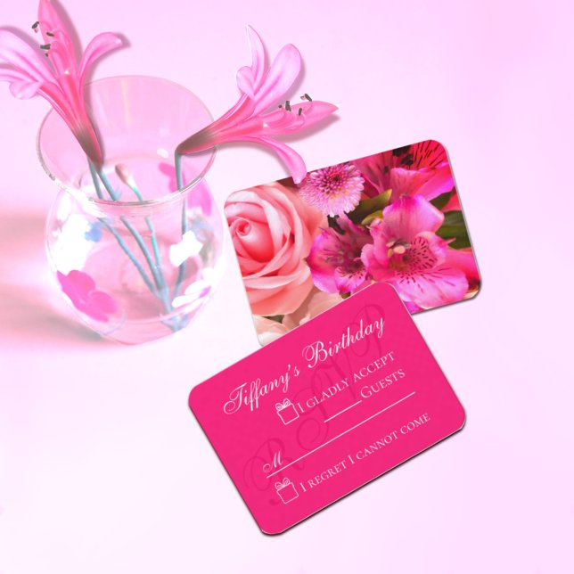 Cartão De Informações Fuchsia Florals Enclosure Card (Criador carregado)