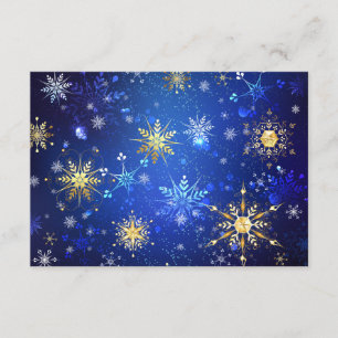 Cartão De Informações Fundo Azul XMAS com Flocos de Neve Ouro
