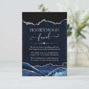 Cartão De Informações Fundo de Casamento Lua de Mel em Ágata Azul e Prat