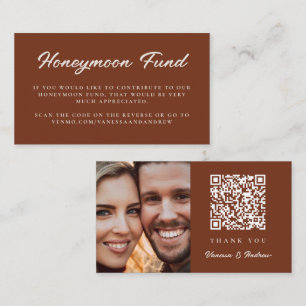Cartão De Informações Fundo de Honeymoon Código QR Registro de Casamento