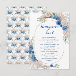 Cartão De Informações Fundo de lua de mel Boho Blue Pampas Grass
