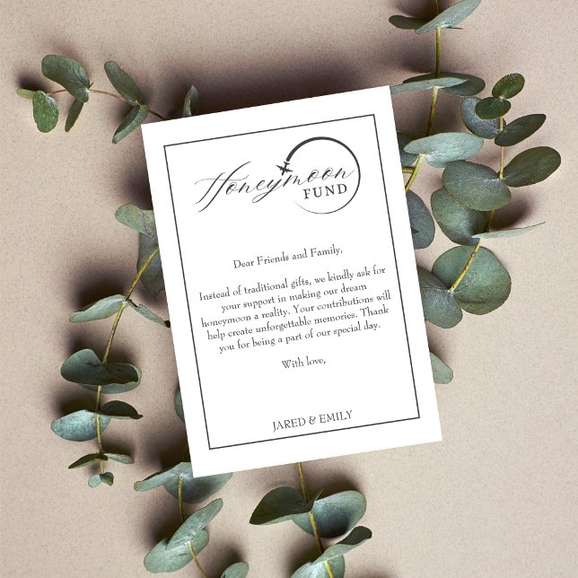 Cartão De Informações Fundo de Lua de Mel Código Qr Solicitação de Fundo (Honeymoon Fund Qr Code Travel Fund Request Enclosure Card)