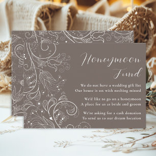 Cartão De Informações Fundo de Lua de Mel de Casamento Floral Elegante M