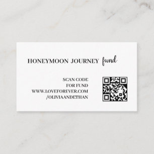 Cartão De Informações Fundo de Lua de Mel Neutro Design de Casamento QR