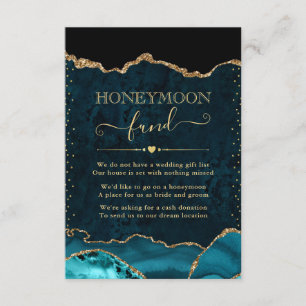Cartão De Informações Fundo de Melação de Casamento Ágata Azul e Dourado