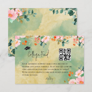 Cartão De Informações Fundo floral botânico rosa bege para formatura