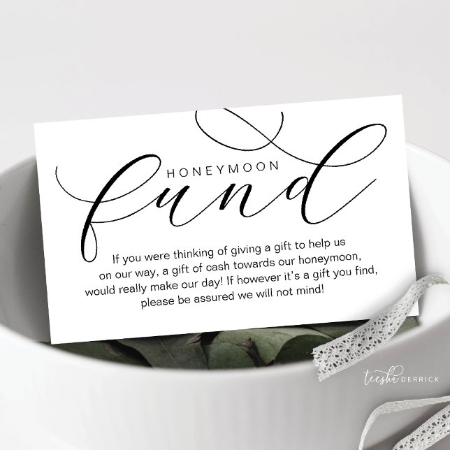 Cartão De Informações Fundo Honeymoon de Casamento, Desejo, Mínimo Moder (Wedding Honeymoon Fund, Wish, Modern Beautiful Elegance Luxury Enclosure Card)