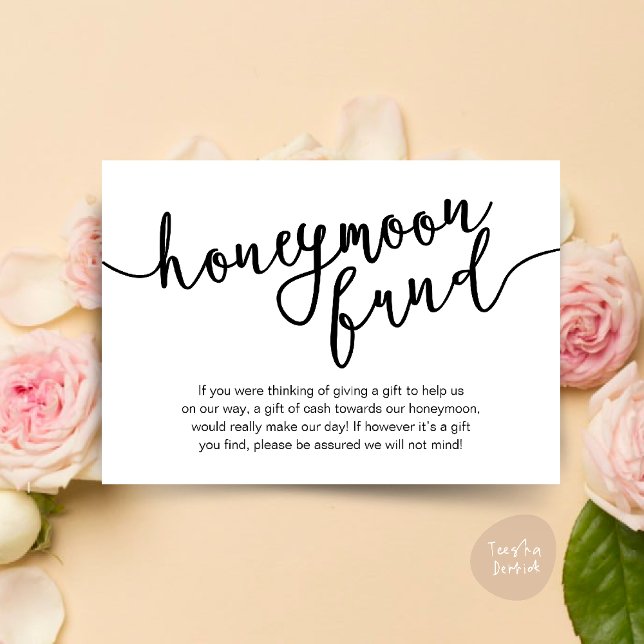 Cartão De Informações Fundo Honeymoon Wish Cash, Casamento Russo Moderno (Honeymoon Fund Wish Cash, A note on gifts, Modern Rustic Modern Rustic Wedding Card Black White)