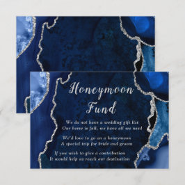 Cartão De Informações Fundo para Casamento e Lua de Mel Azul Naval e Ága