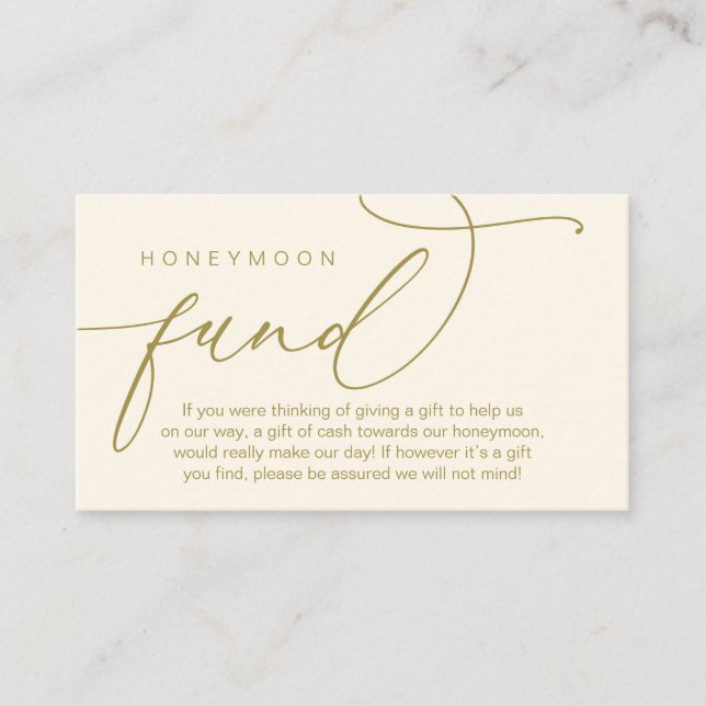 Cartão De Informações Fundo para Lua de Mel, Presentes em Dinheiro Poço  (Frente)