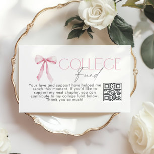 Cartão De Informações Fundo Universitário Código Qr Graduação Laço Rosa