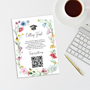 Cartão De Informações Fundo universitário de formatura com flores silves