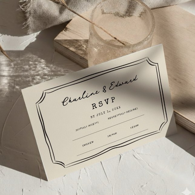 Cartão De Informações Funky Drawing Wedding Website | RSVP QR  (Criador carregado)