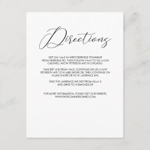 Cartão De Informações Gabinete Chic Modern Script Wedding Directions