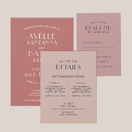 Cartão De Informações Gabinete de detalhes de casamento de Rosa Sepia mí