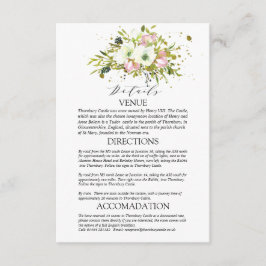 Cartão De Informações Gabinete de Detalhes de Casamento do buquê Burgund