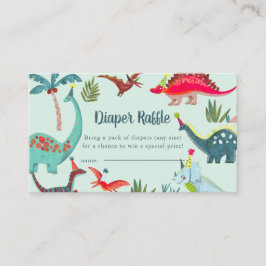 Cartão De Informações Gabinete de Raffle Chá de fraldas Azul Dinossaur