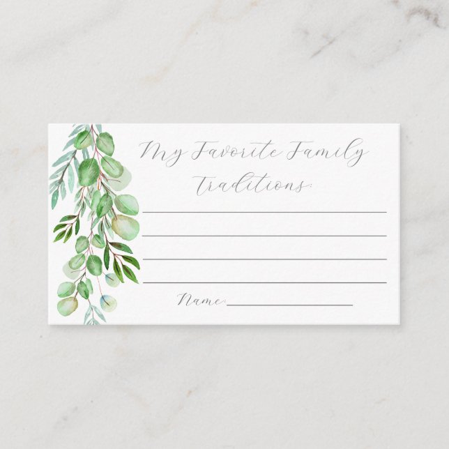 Cartão De Informações Gabinete de Tradição Familiar Verde (Frente)