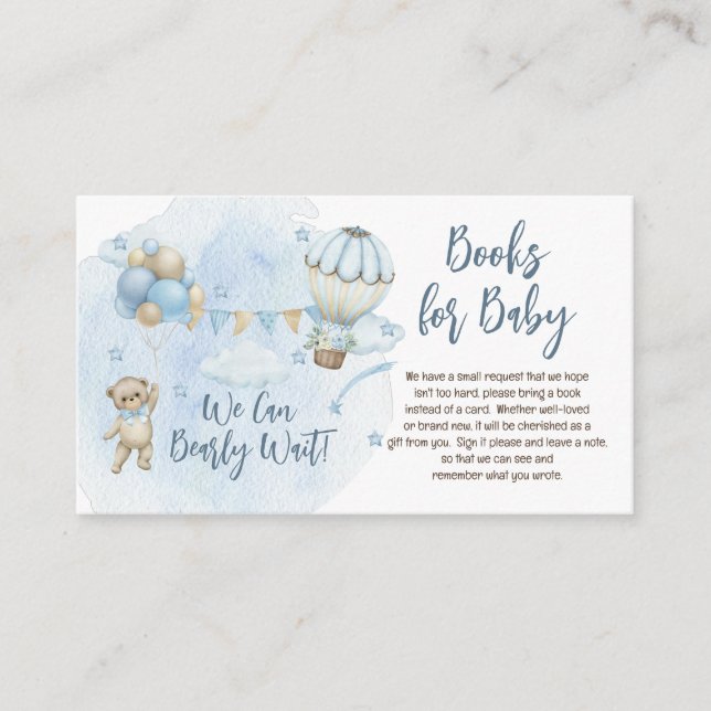 Cartão De Informações Garçons do Urso de Teddy Brincando Livros de Esper (Frente)
